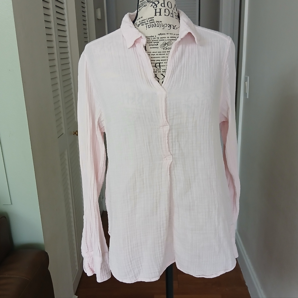 XiRENA Ames Chelsea Cotton Gauze Muslin Long Sleeve Light Pink‎ Shirt